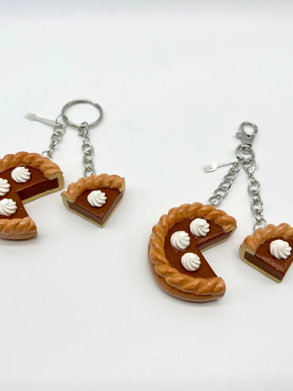 Pie Partner Duo Keychain Or Bag Clip Set | Handmade Matching Dessert Accessories
